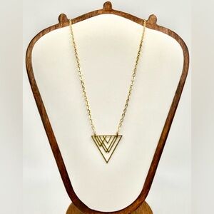 Beijo Brazil Geometric Triangle Pendant Necklace Gold Tone Minimalist